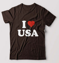 Load image into Gallery viewer, I Love USA T-Shirt for Men-Coffee Brown-Ektarfa.online