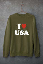 Load image into Gallery viewer, I Love USA Unisex Sweatshirt for Men/Women-Olive Green-Ektarfa.online