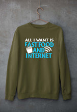 Load image into Gallery viewer, Fast Food and Internet Unisex Sweatshirt for Men/Women-Olive Green-Ektarfa.online