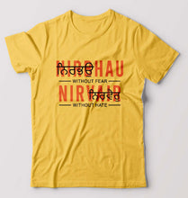 Load image into Gallery viewer, Nirbhau Nirvair T-Shirt for Men-Golden Yellow-Ektarfa.online