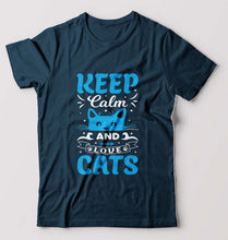 Load image into Gallery viewer, Cat T-Shirt for Men-Petrol Blue-Ektarfa.online