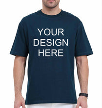 Load image into Gallery viewer, Customized-Custom-Personalized Oversized T-Shirt for Men-Petrol Blue-Ektarfa.online