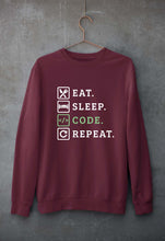 Load image into Gallery viewer, Eat Sleep Code Repeat Unisex Sweatshirt for Men/Women-Maroon-Ektarfa.online