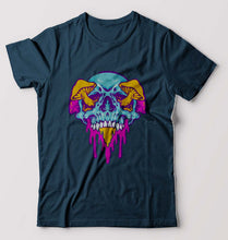 Load image into Gallery viewer, Trippy Psychedelic Skull T-Shirt for Men-Petrol Blue-Ektarfa.online