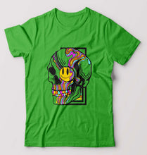 Load image into Gallery viewer, Trippy Psychedelic Skull Emoji T-Shirt for Men-flag green-Ektarfa.online
