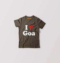 Load image into Gallery viewer, I Love Goa Kids T-Shirt for Boy/Girl-Olive Green-Ektarfa.online
