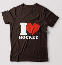 Load image into Gallery viewer, I Love Hockey T-Shirt for Men-Coffee Brown-Ektarfa.online