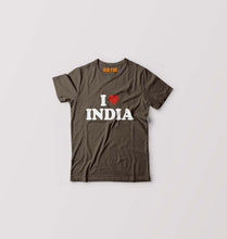 Load image into Gallery viewer, I Love India Kids T-Shirt for Boy/Girl-Olive Green-Ektarfa.online