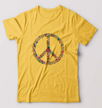 Load image into Gallery viewer, Floral Peace T-Shirt for Men-Golden Yellow-Ektarfa.online