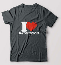 Load image into Gallery viewer, I Love Badminton T-Shirt for Men-Steel grey-Ektarfa.online