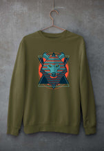 Load image into Gallery viewer, Fox Wolf Unisex Sweatshirt for Men/Women-Olive Green-Ektarfa.online