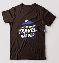 Load image into Gallery viewer, Travel Harder T-Shirt for Men-Coffee Brown-Ektarfa.online