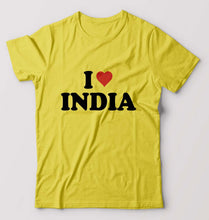 Load image into Gallery viewer, I Love India T-Shirt for Men-Yellow-Ektarfa.online