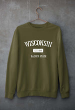 Load image into Gallery viewer, Varsity Wisconsin Unisex Sweatshirt for Men/Women-Olive Green-Ektarfa.online