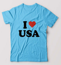 Load image into Gallery viewer, I Love USA T-Shirt for Men-Light Blue-Ektarfa.online