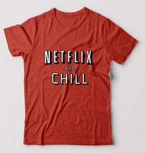 Load image into Gallery viewer, Netflix and chill T-Shirt for Men-Brick Red-Ektarfa.online
