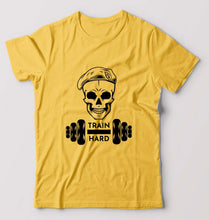 Load image into Gallery viewer, Gym Train Hard T-Shirt for Men-Golden Yellow-Ektarfa.online