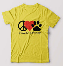 Load image into Gallery viewer, Peace Love Animals T-Shirt for Men-Yellow-Ektarfa.online