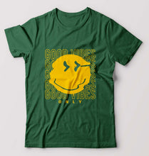 Load image into Gallery viewer, Good Vibes Emoji T-Shirt for Men-Bottle Green-Ektarfa.online