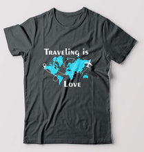Load image into Gallery viewer, Traveling is Love T-Shirt for Men-Steel grey-Ektarfa.online