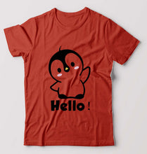 Load image into Gallery viewer, Penguin Hello T-Shirt for Men-Brick Red-Ektarfa.online