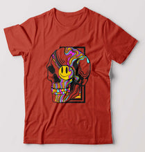 Load image into Gallery viewer, Trippy Psychedelic Skull Emoji T-Shirt for Men-Brick Red-Ektarfa.online