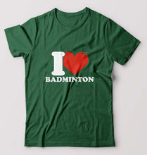 Load image into Gallery viewer, I Love Badminton T-Shirt for Men-Bottle Green-Ektarfa.online