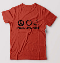 Load image into Gallery viewer, Peace Love Piano T-Shirt for Men-Brick Red-Ektarfa.online