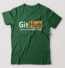 Load image into Gallery viewer, GitHub T-Shirt for Men-Bottle Green-Ektarfa.online