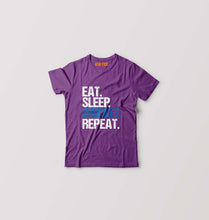 Load image into Gallery viewer, CRICKET Eat Sleep Cricket Repeat Kids T-Shirt for Boy/Girl-Purple-Ektarfa.online