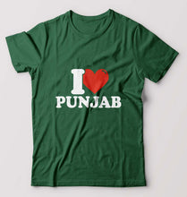 Load image into Gallery viewer, I Love Punjab T-Shirt for Men-Bottle Green-Ektarfa.online