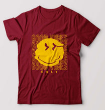 Load image into Gallery viewer, Good Vibes Emoji T-Shirt for Men-Maroon-Ektarfa.online