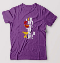 Load image into Gallery viewer, You Can't Save The World Alone Justice League T-Shirt for Men-Purple-Ektarfa.online
