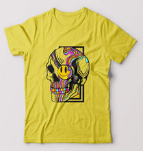 Load image into Gallery viewer, Trippy Psychedelic Skull Emoji T-Shirt for Men-Yellow-Ektarfa.online