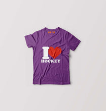 Load image into Gallery viewer, I Love Hockey Kids T-Shirt for Boy/Girl-Purple-Ektarfa.online