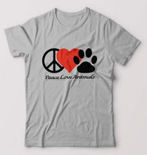 Load image into Gallery viewer, Peace Love Animals T-Shirt for Men-Grey Melange-Ektarfa.online