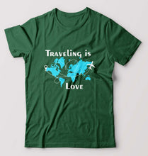Load image into Gallery viewer, Traveling is Love T-Shirt for Men-Bottle Green-Ektarfa.online
