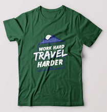 Load image into Gallery viewer, Travel Harder T-Shirt for Men-Bottle Green-Ektarfa.online