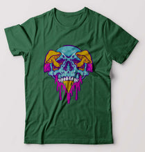 Load image into Gallery viewer, Trippy Psychedelic Skull T-Shirt for Men-Bottle Green-Ektarfa.online
