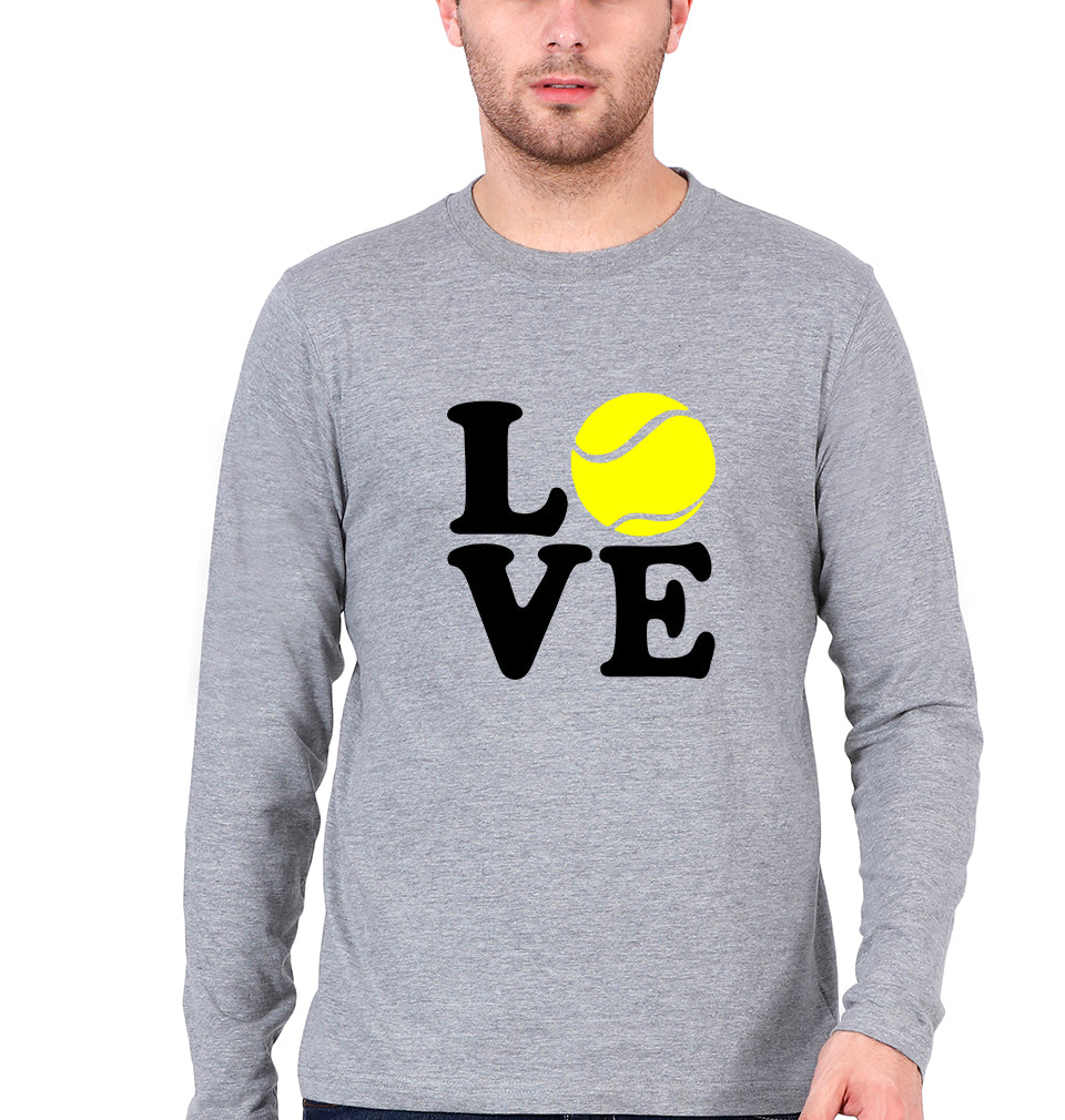 Love Tennis Full Sleeves T-Shirt for Men-Grey Melange-Ektarfa.online