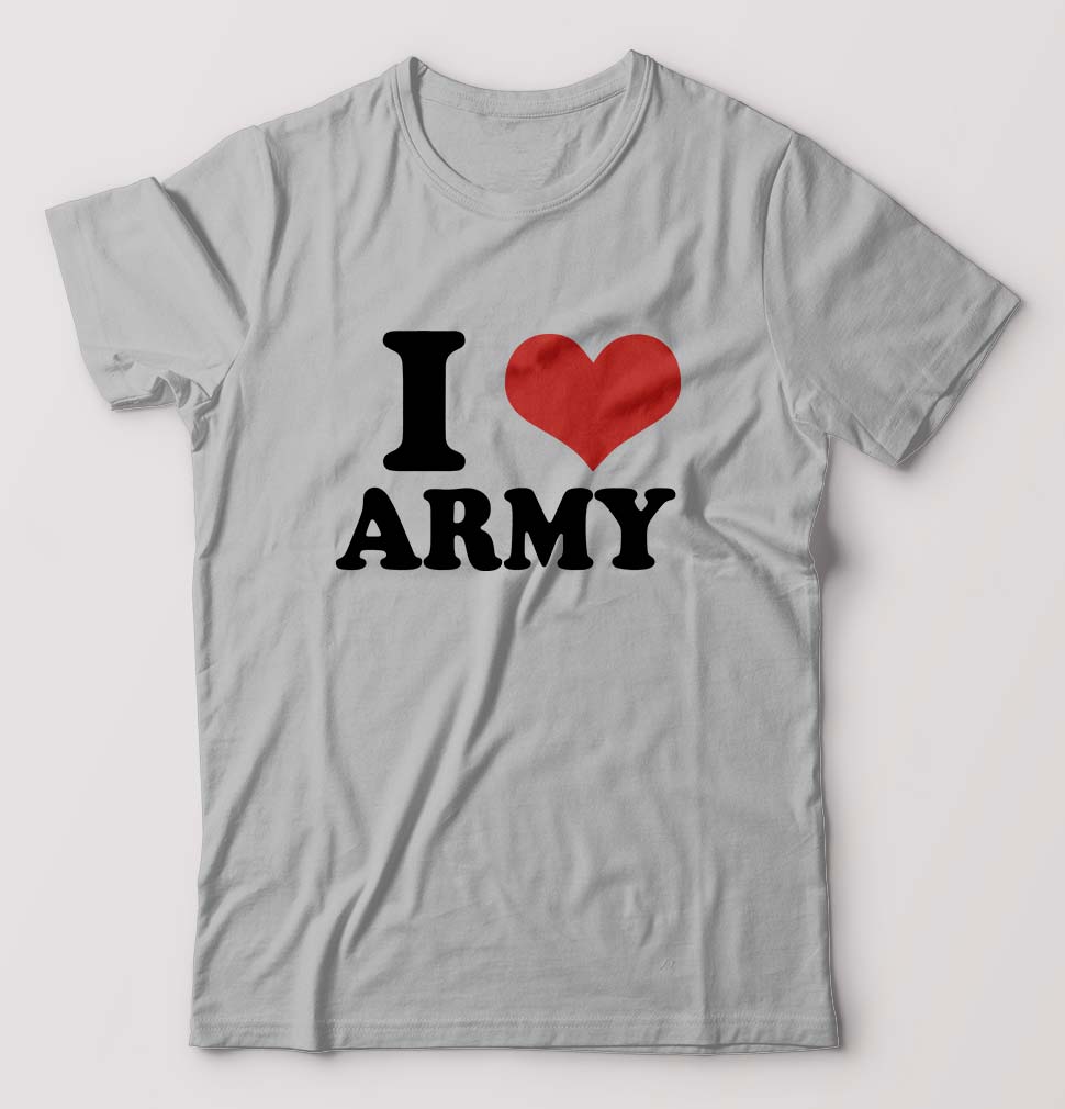 I LOVE ARMY T-Shirt for Men-Grey Melange-Ektarfa.online