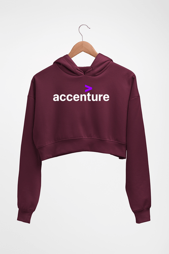 Accenture Crop HOODIE FOR WOMEN-Maroon-Ektarfa.online
