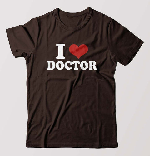 I LOVE DOCTOR T-Shirt for Men-Coffee Brown-Ektarfa.online