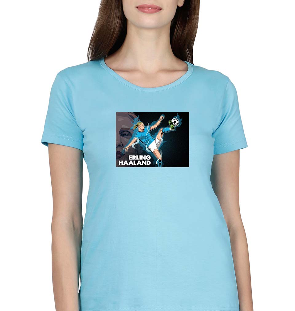erling haaland T-Shirt for Women-SkyBlue-Ektarfa.online