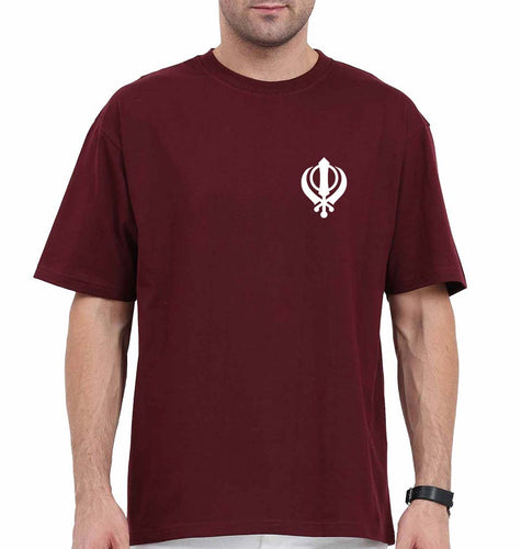 sikh Oversized T-Shirt for Men-Maroon-Ektarfa.online