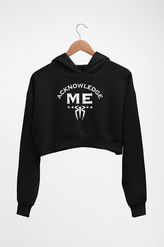 wwe roman reigns acknowledge me Crop HOODIE FOR WOMEN-Black-Ektarfa.online