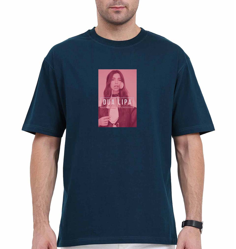 dua lipa Oversized T-Shirt for Men-Petrol Blue-Ektarfa.online