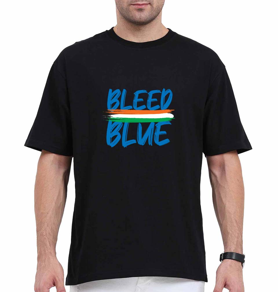 bleed blue Oversized T-Shirt for Men-Black-Ektarfa.online