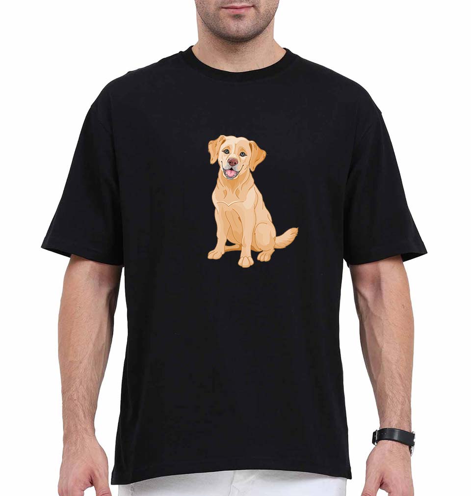 golden retreiver Oversized T-Shirt for Men-Black-Ektarfa.online