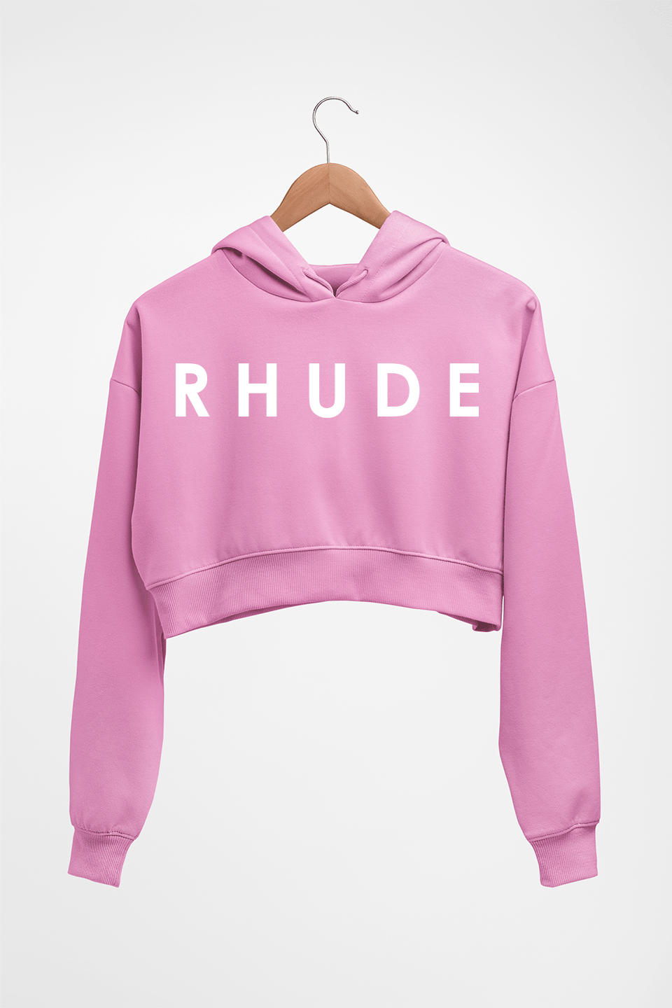 rhude Crop HOODIE FOR WOMEN-Light Baby Pink-Ektarfa.online